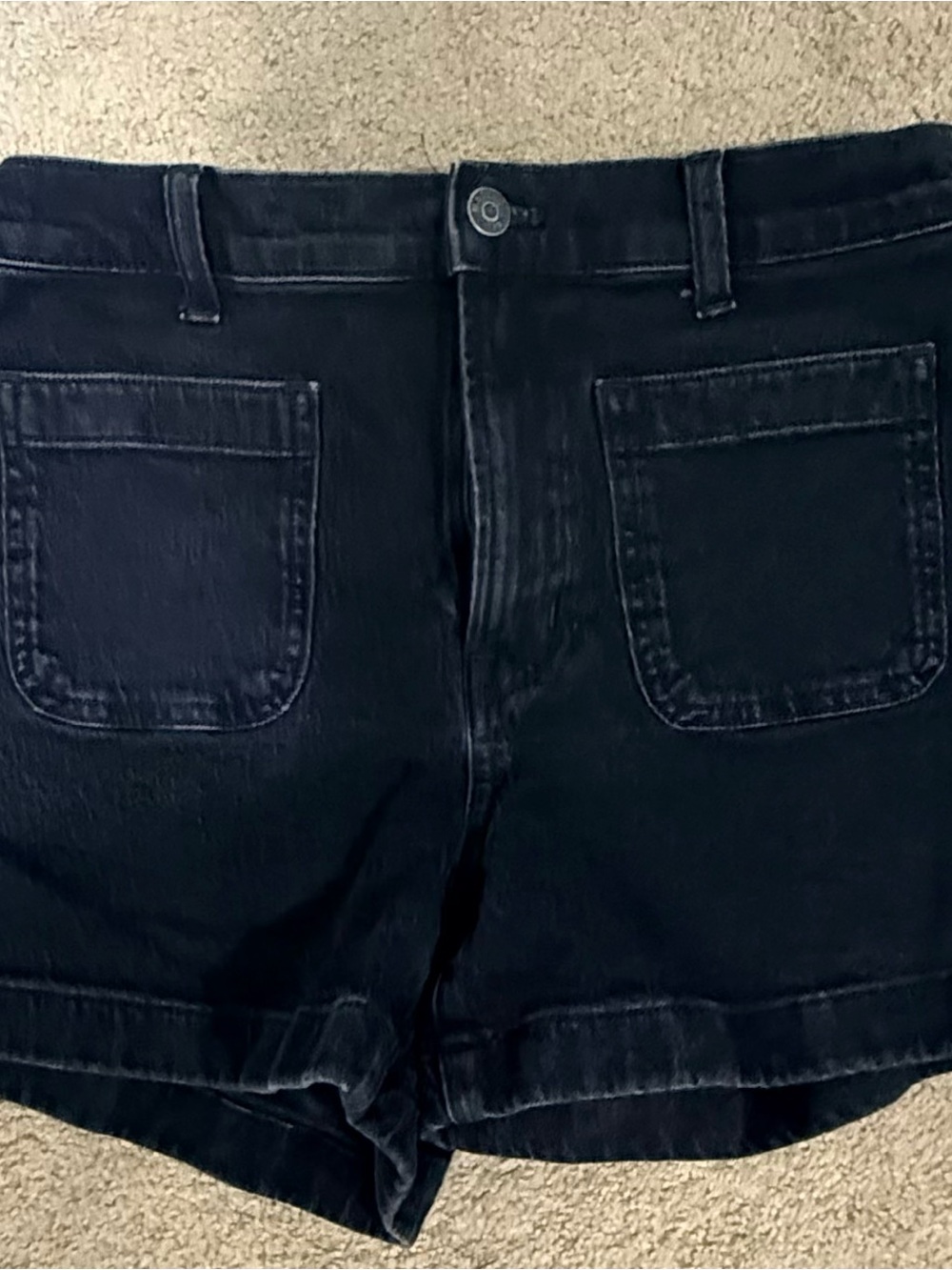 Madewell Black Denim Jean Shorts with Front Patch Pockets
